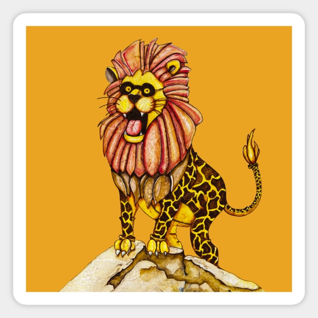A lion with giraffe costume Magnet by Timone